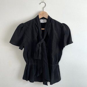 Stone Cold Fox Black Satin Short Sleeve Top with Box Sz S